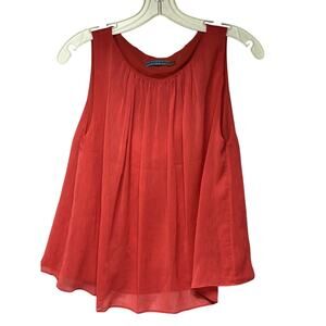 ALICE OLIVIA Top XS Crinkle Chiffon Sleeveless Boat Neck Pleated Blouse Pink